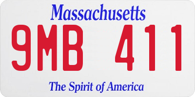 MA license plate 9MB411