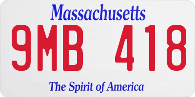 MA license plate 9MB418
