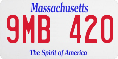 MA license plate 9MB420