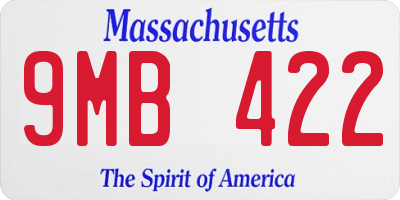 MA license plate 9MB422