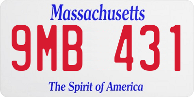 MA license plate 9MB431