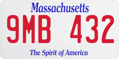 MA license plate 9MB432