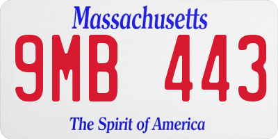 MA license plate 9MB443