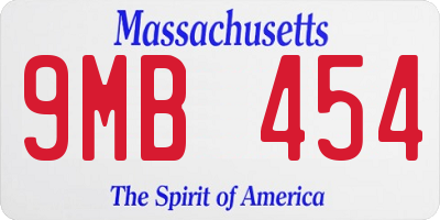 MA license plate 9MB454