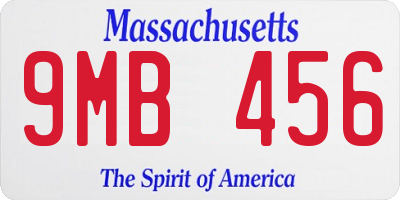 MA license plate 9MB456