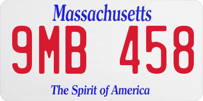 MA license plate 9MB458