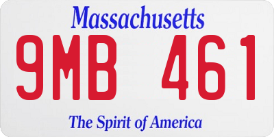 MA license plate 9MB461