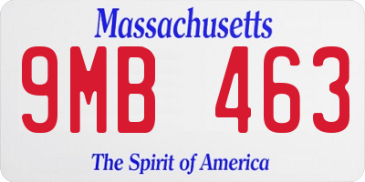 MA license plate 9MB463