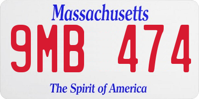 MA license plate 9MB474