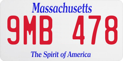 MA license plate 9MB478