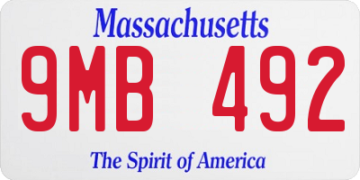 MA license plate 9MB492