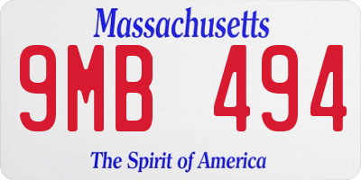 MA license plate 9MB494