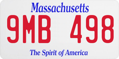 MA license plate 9MB498