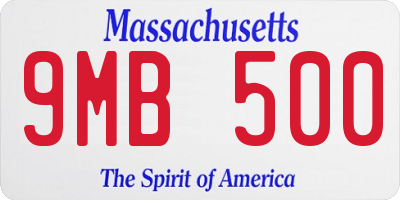 MA license plate 9MB500