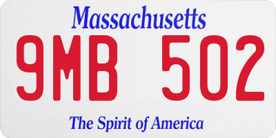 MA license plate 9MB502