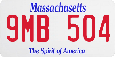 MA license plate 9MB504