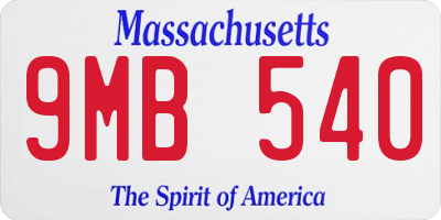 MA license plate 9MB540