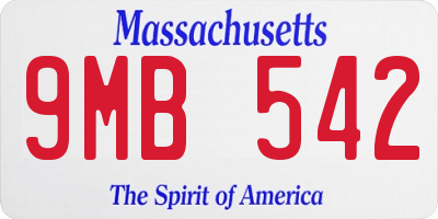 MA license plate 9MB542