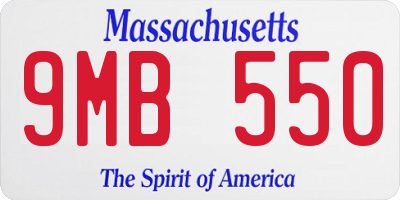 MA license plate 9MB550