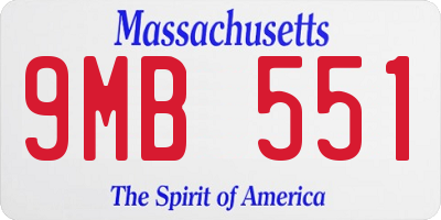 MA license plate 9MB551