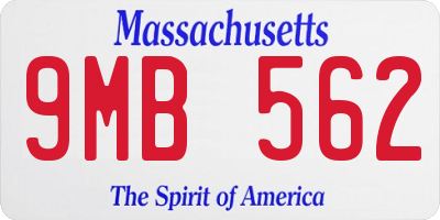 MA license plate 9MB562
