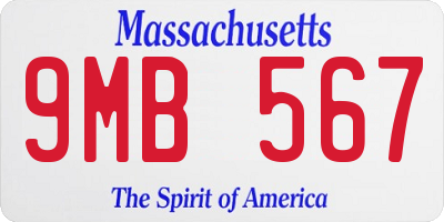 MA license plate 9MB567