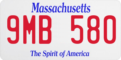 MA license plate 9MB580