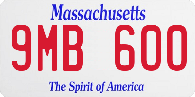 MA license plate 9MB600
