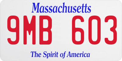 MA license plate 9MB603