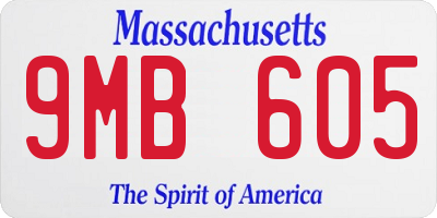 MA license plate 9MB605