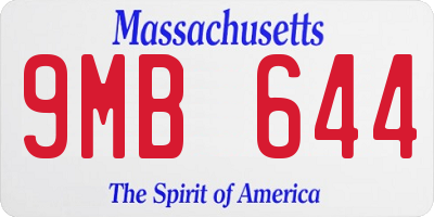MA license plate 9MB644