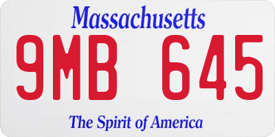 MA license plate 9MB645