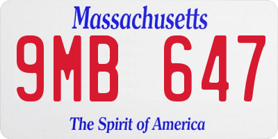 MA license plate 9MB647