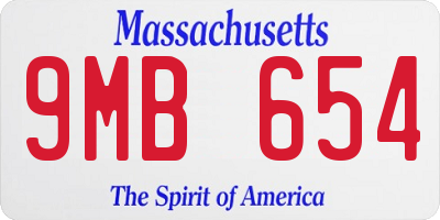 MA license plate 9MB654