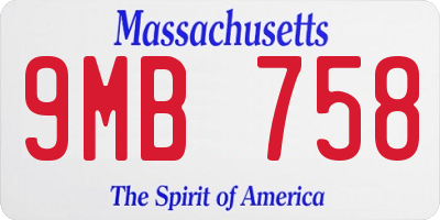 MA license plate 9MB758