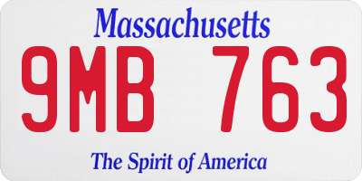 MA license plate 9MB763