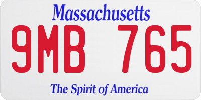 MA license plate 9MB765