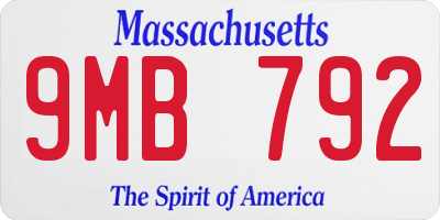MA license plate 9MB792