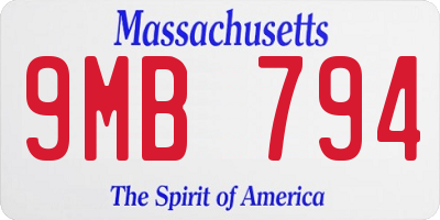 MA license plate 9MB794