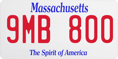 MA license plate 9MB800