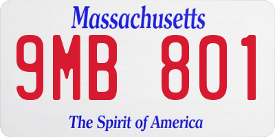 MA license plate 9MB801