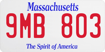 MA license plate 9MB803
