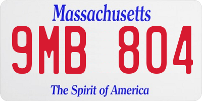 MA license plate 9MB804