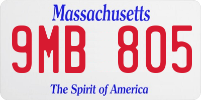 MA license plate 9MB805