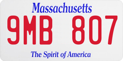 MA license plate 9MB807