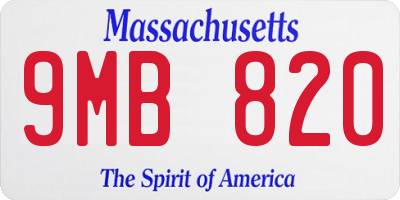MA license plate 9MB820