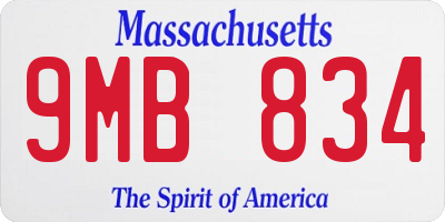 MA license plate 9MB834