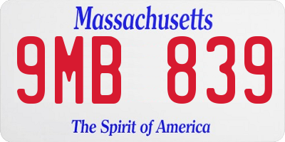 MA license plate 9MB839
