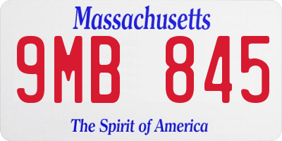 MA license plate 9MB845