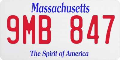 MA license plate 9MB847